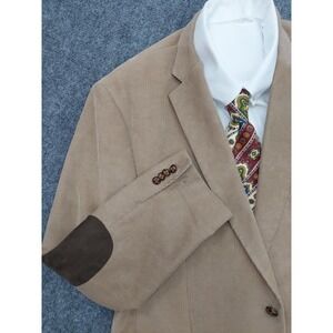 Chaps Corduroy Blazer Mens 48 Long Brown Elbow Patches 2 Button Vtg Sportcoat